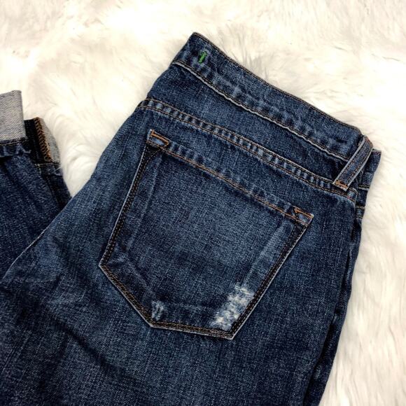 J Brand 25 Womens Medium Wash Distressed Cuffed Boyfriend Denim Jeans - Picture 2 of 6